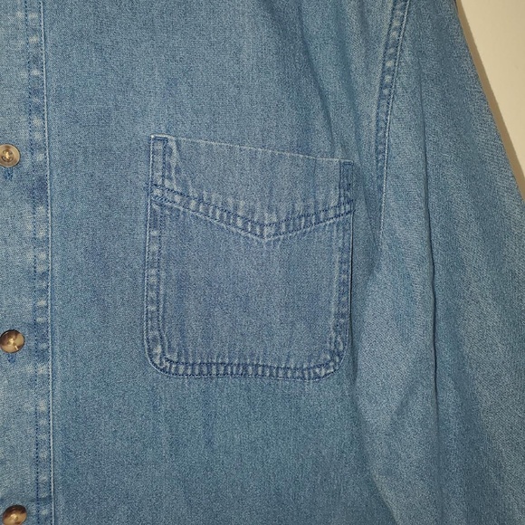 Mens Croft & Barrow Denim Oxford Long Sleeve Button Down Shirt - Picture 4 of 11